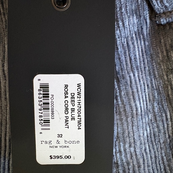 Rag & Bone Rosa Corduroy Pant – Deep Blue – NWT – Luxe Winter Velveteen - Picture 7 of 7